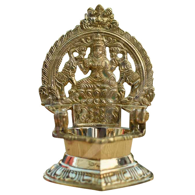 Gajalakshmi Brass Lamp 8"