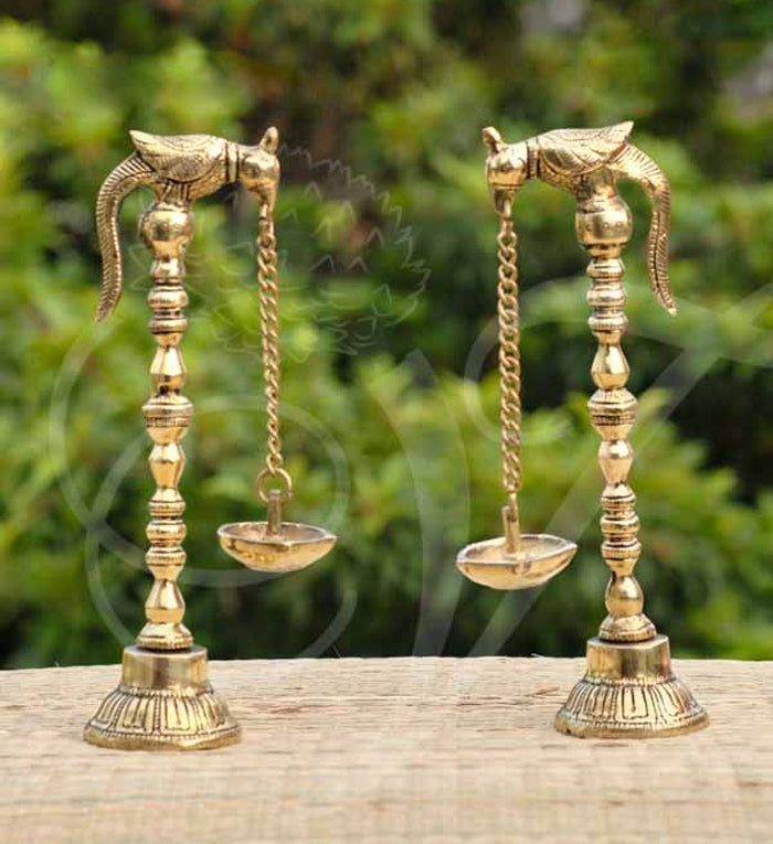 Standing parrot Diya Brass 9 inches