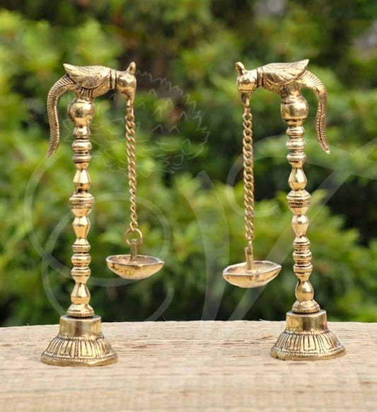Standing parrot Diya Brass 9 inches