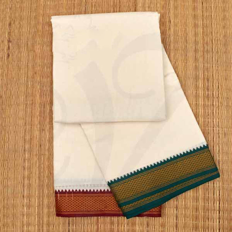 White Dhoti Zari Border 3.6meter