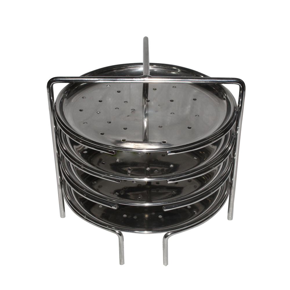 Idiyappam Plate, Stainless Steel, 4 Plates with Stand