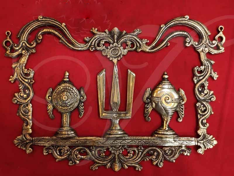 Shanku Chakra Thiru Namam Statue Brass 11.5 inches