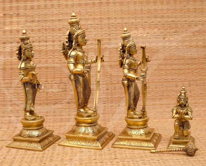 Lord Rama Seetha Lakshman And Hanuman Statue Brass 15 Inches