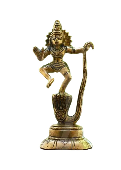 Lord Krishna Dancing Statue Brass 4.5 Inches