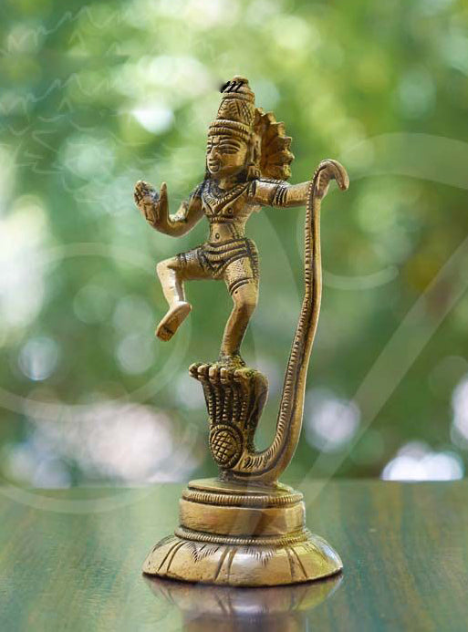Lord Krishna Dancing Statue Brass 4.5 Inches