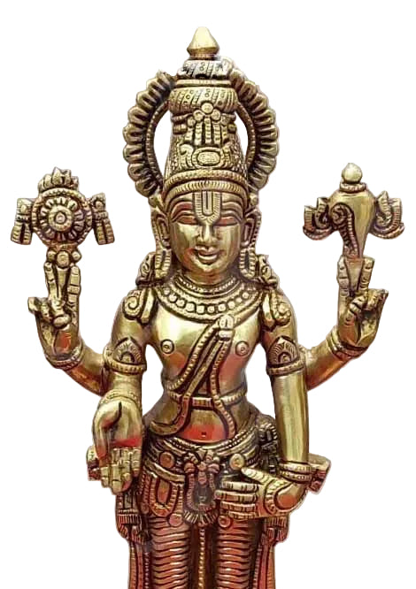 Lord Vishnu Sridevi And Bhodevi Statue Brass 15 Inches