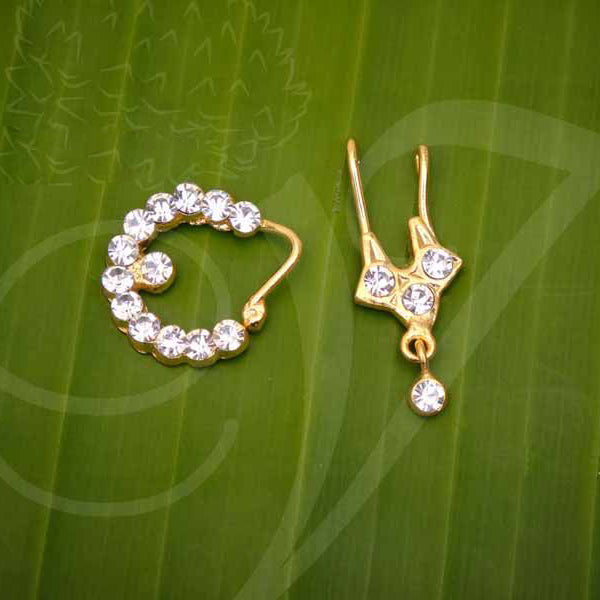 Nath Bullak White Stone 3pairs