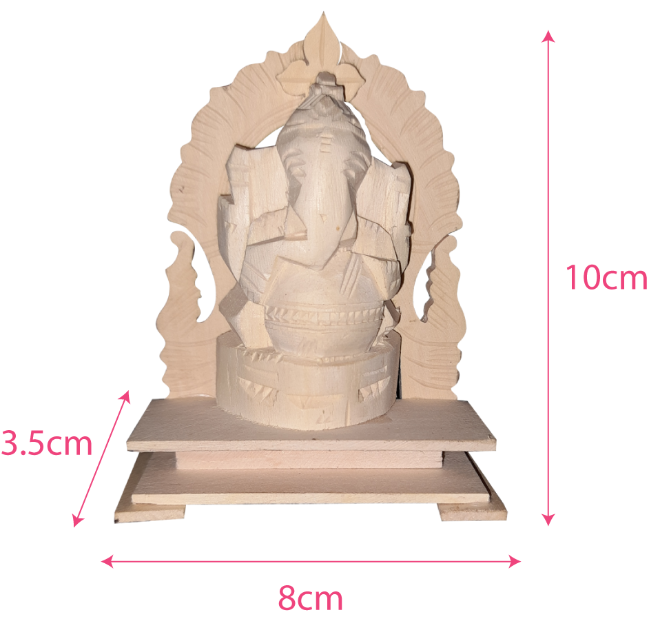 Lord Pillayar Statue Wood 4 inches