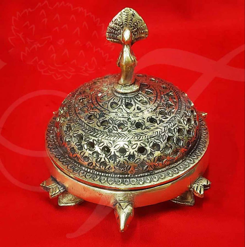 Tortoise Sambarani Stand Brass 6.5 inches