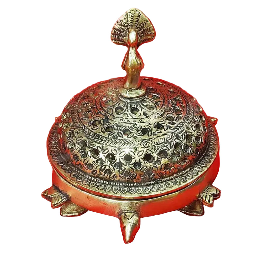 Tortoise Sambarani Stand Brass 6.5 inches