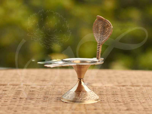 Brass Shiva Lingham Stand With Nagam 4.5 Inches