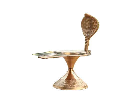 Brass Shiva Lingham Stand With Nagam 4.5 Inches