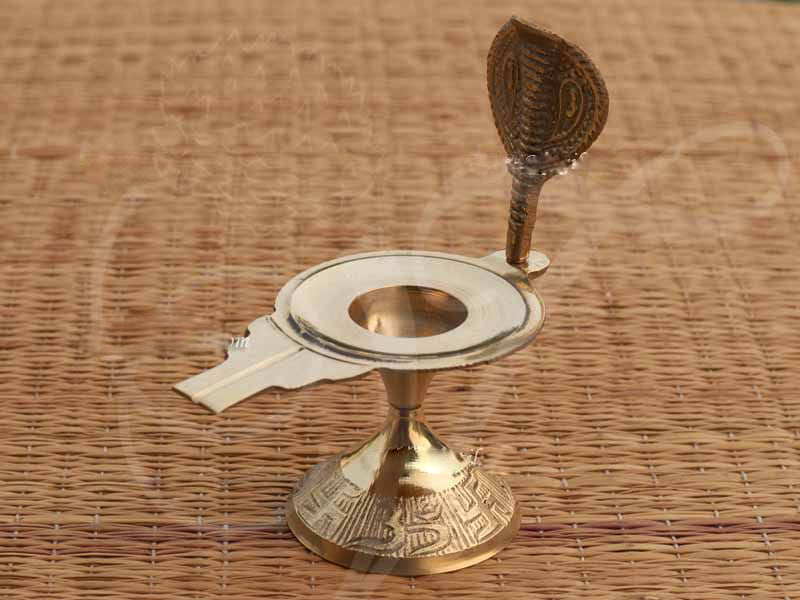 Brass Shiva Lingham Stand With Nagam 4.5 Inches