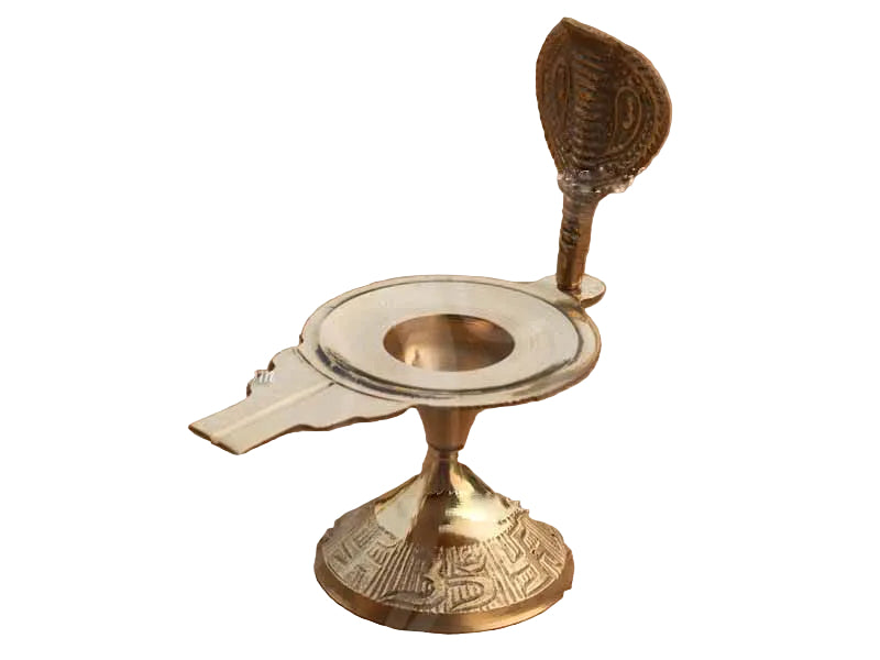 Brass Shiva Lingham Stand With Nagam 4.5 Inches