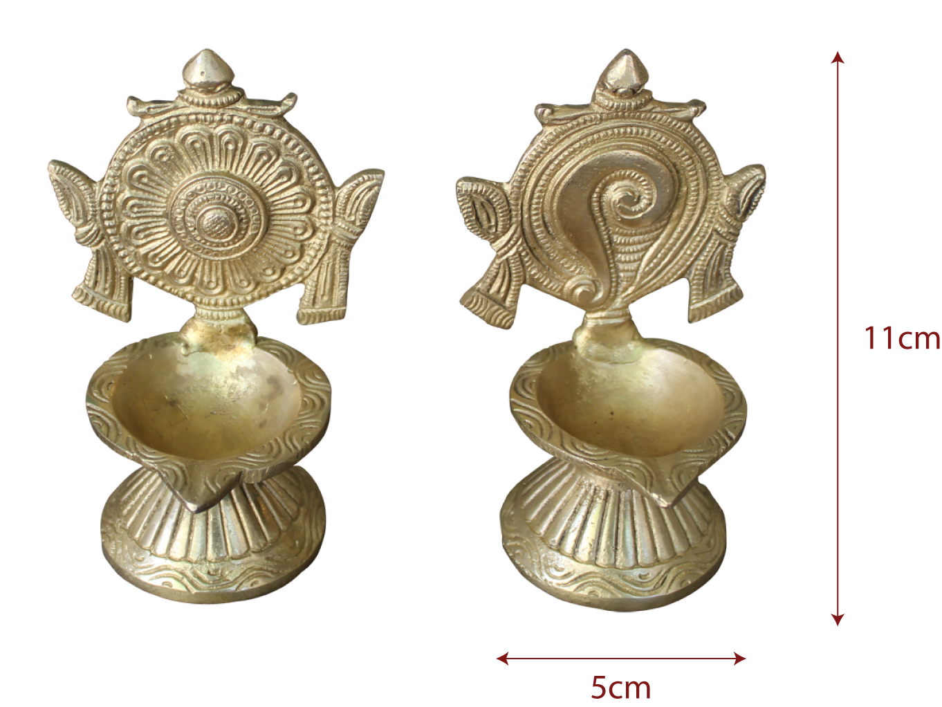 Sangu Chakra Vilakku Brass 4.5 inches