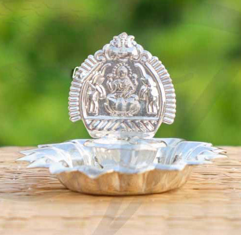 Lakshmi Vilakku Silver 2.5 Inches