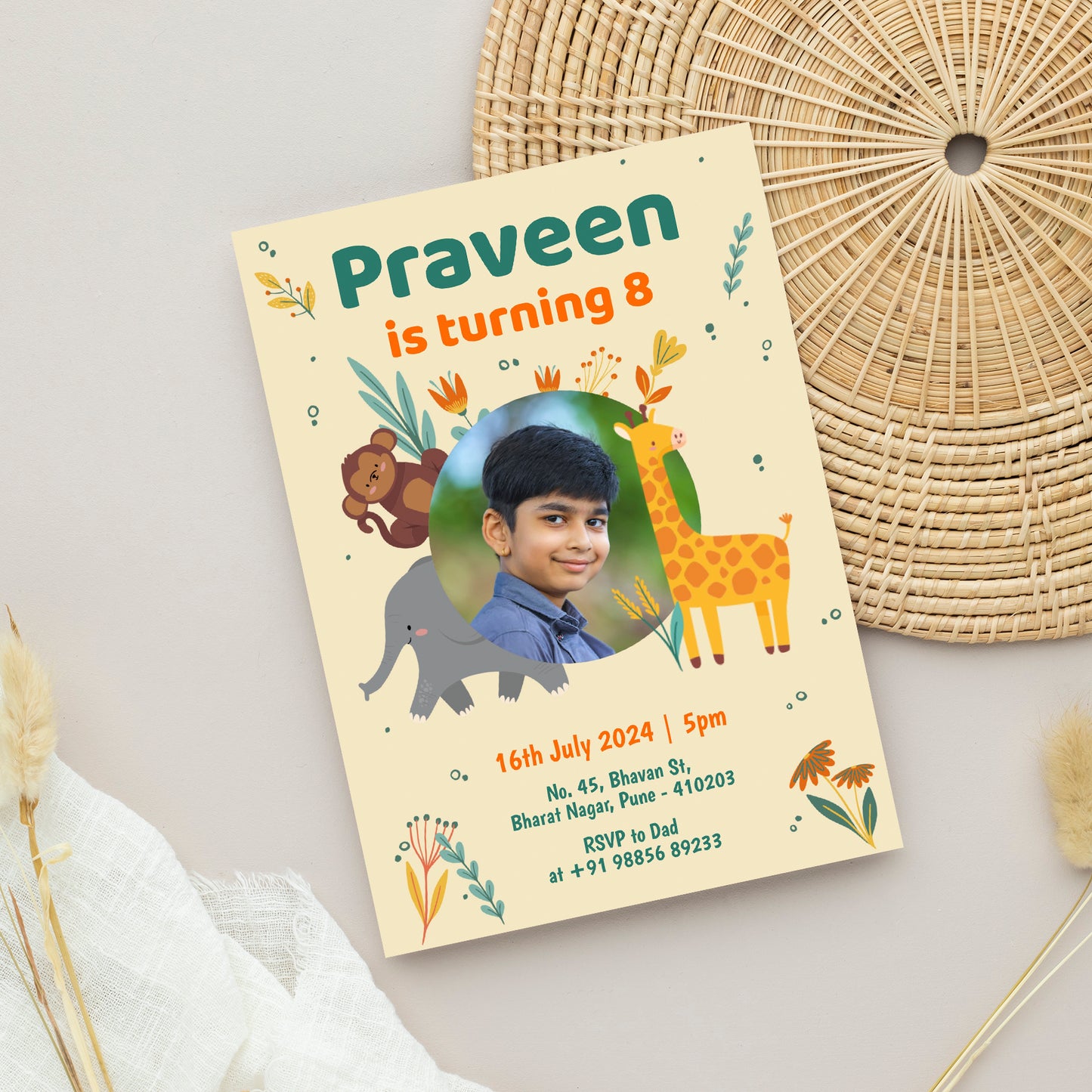 Animals Photo Birthday Invitation CB216