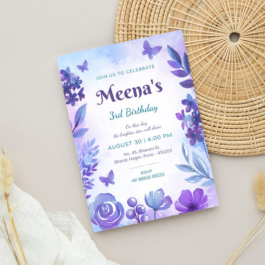 Girl Purple Party Invitation CB221