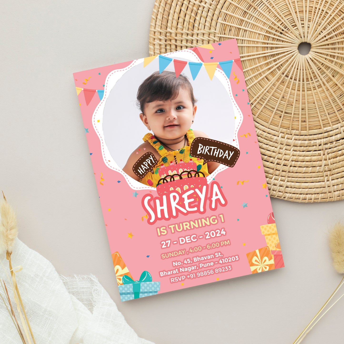 Pink Birthday Party Invitation CB225