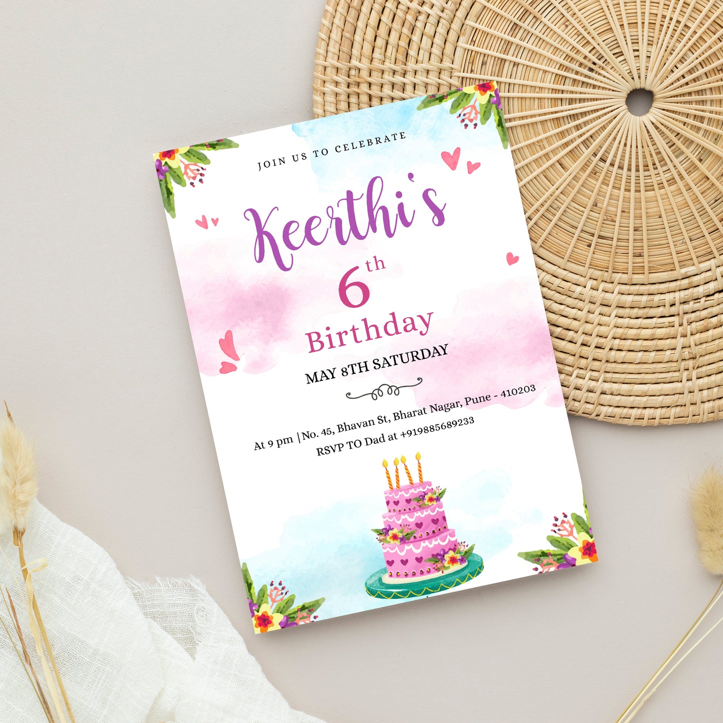 Cake Birthday Invitation CB202