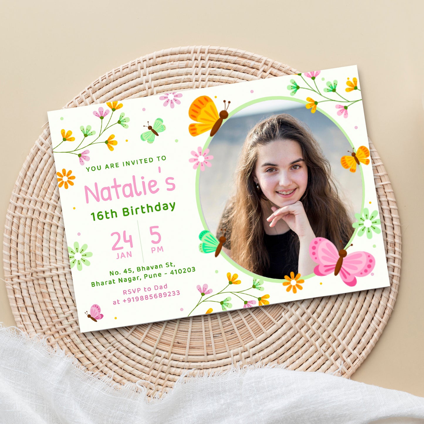 Flowers Party Photo Invitation CB215