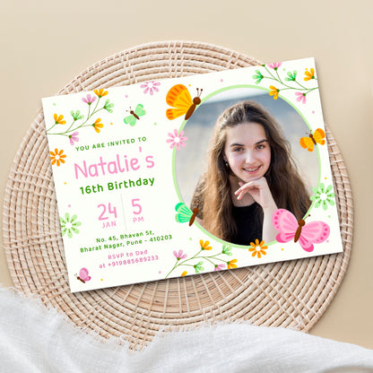 Flowers Party Photo Invitation CB215