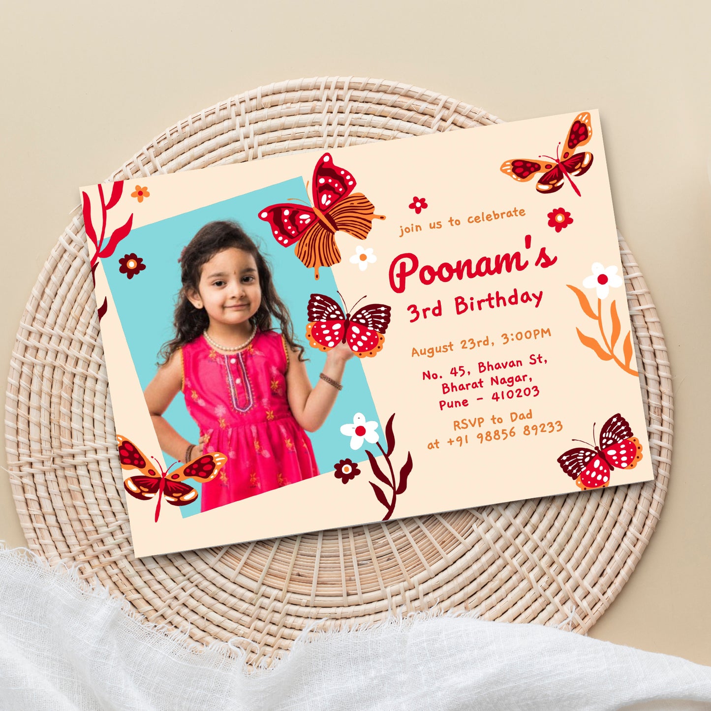Red Butterfly Party Invitation CB230