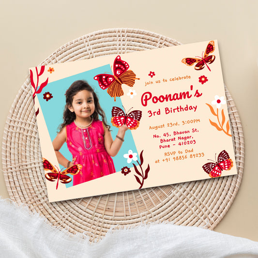 Red Butterfly Party Invitation CB230