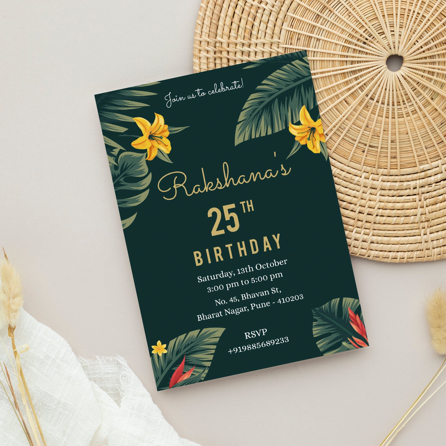 Daylilly Flower Invitation CB206