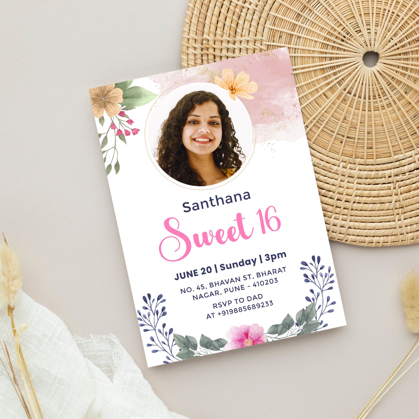 Floral Photo Invitation CB211