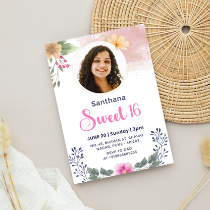 Floral Photo Invitation CB211