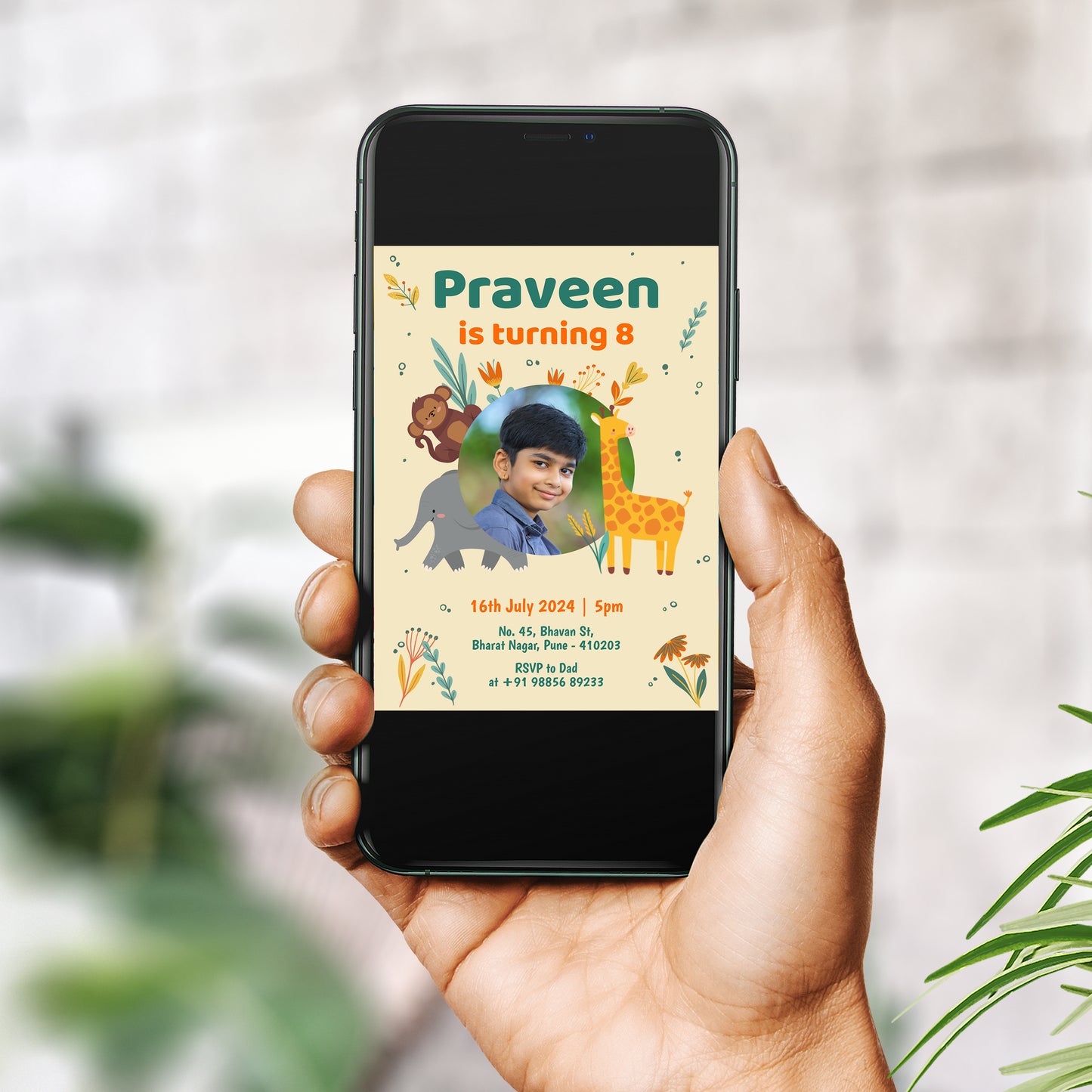 Animals Photo Birthday Invitation CB216