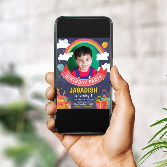 Rainbow Photo Birthday Invitation CB226