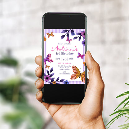 Purple Butterfly Invitation CB227