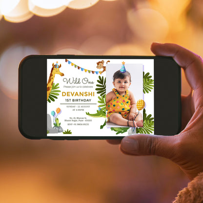 Wild one Birthday Photo Invitation CB231