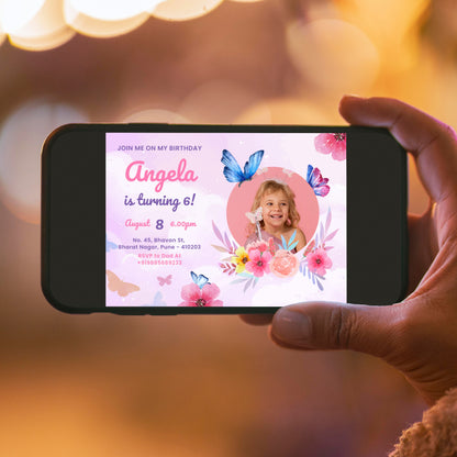 Colourful Butterfly Photo Invitation CB209