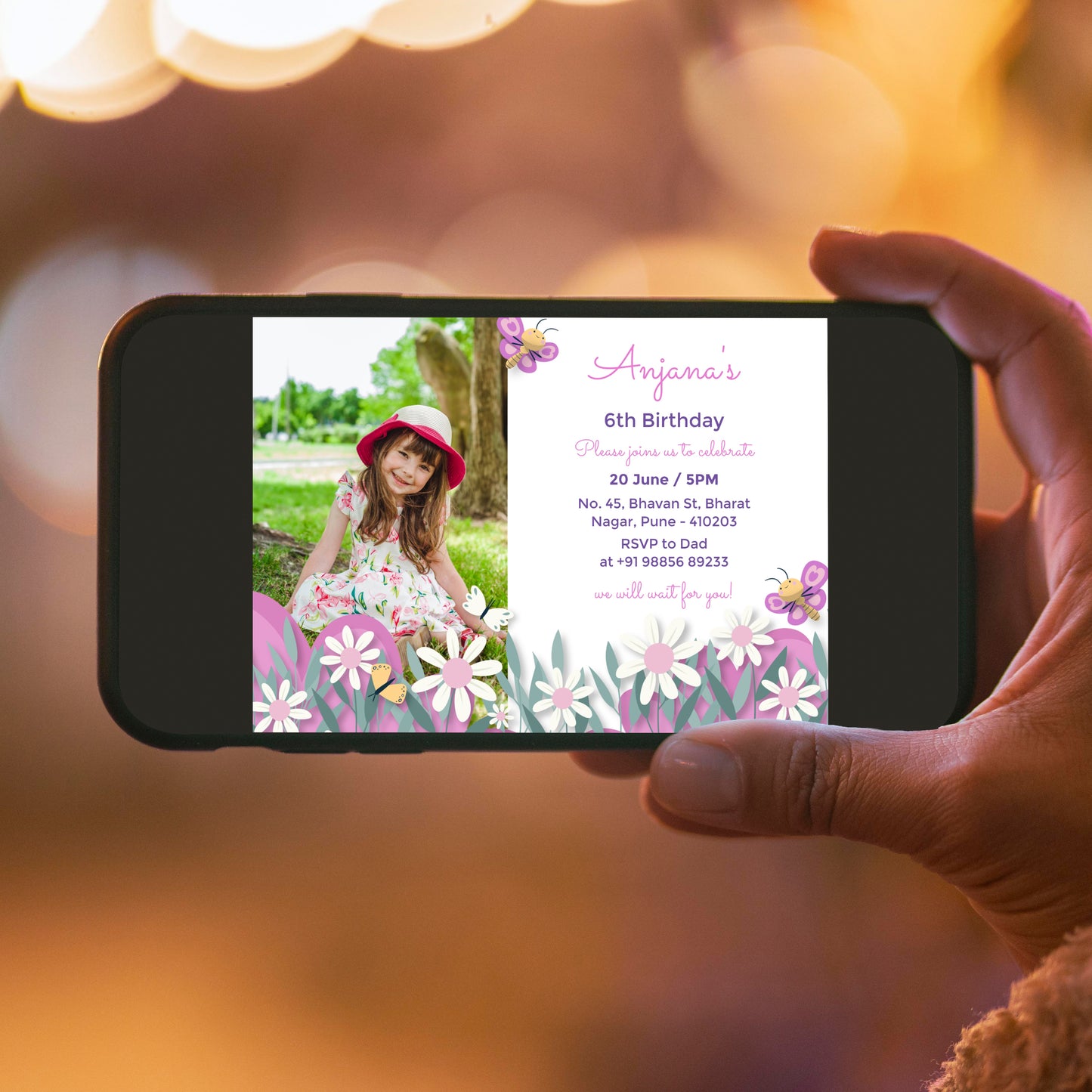 Flowers Party Photo Invitation CB210