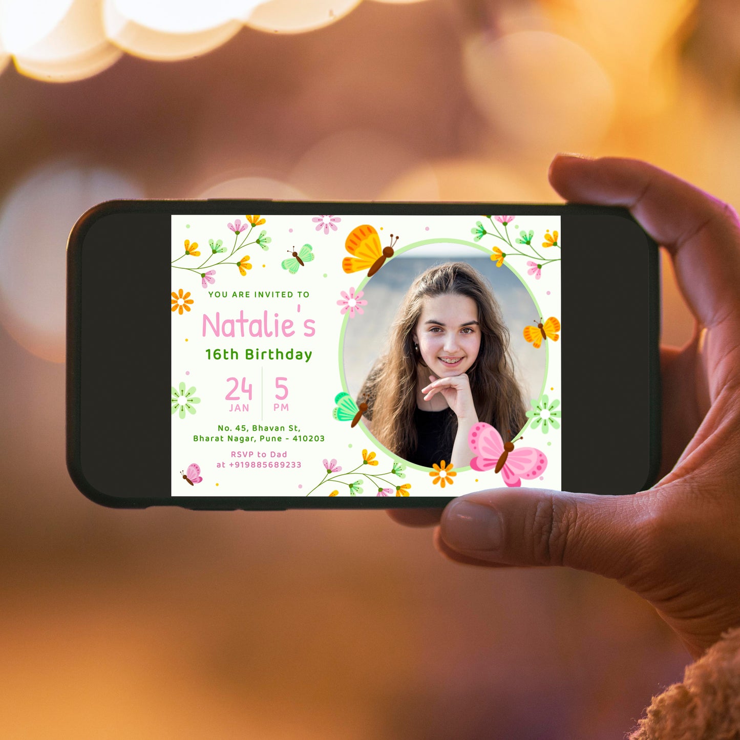 Flowers Party Photo Invitation CB215