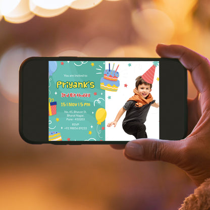 Cake Boy Party Invitation CB224