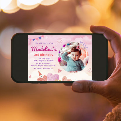 Pink Heart Photo Invitation CB229