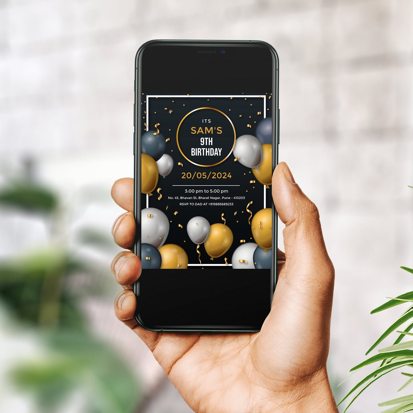 Black Gold Birthday Invitation CB207