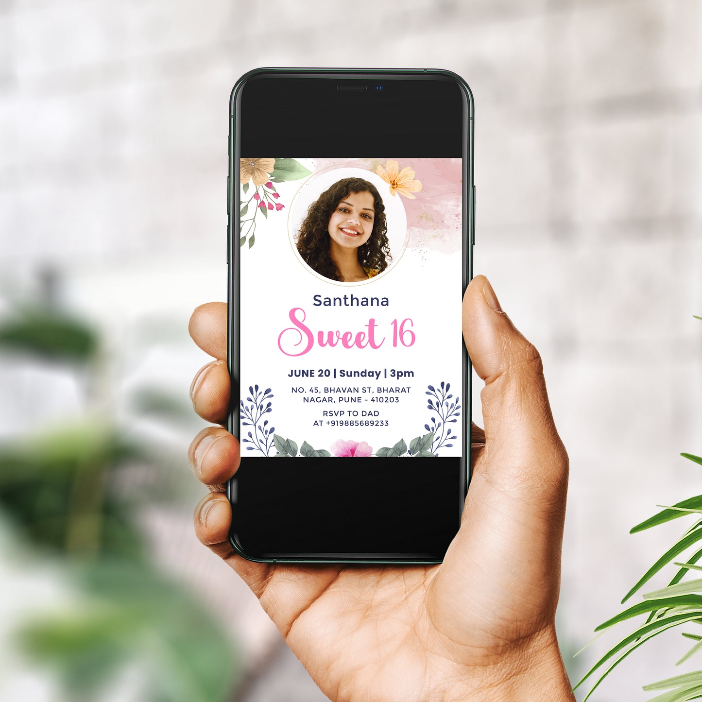 Floral Photo Invitation CB211