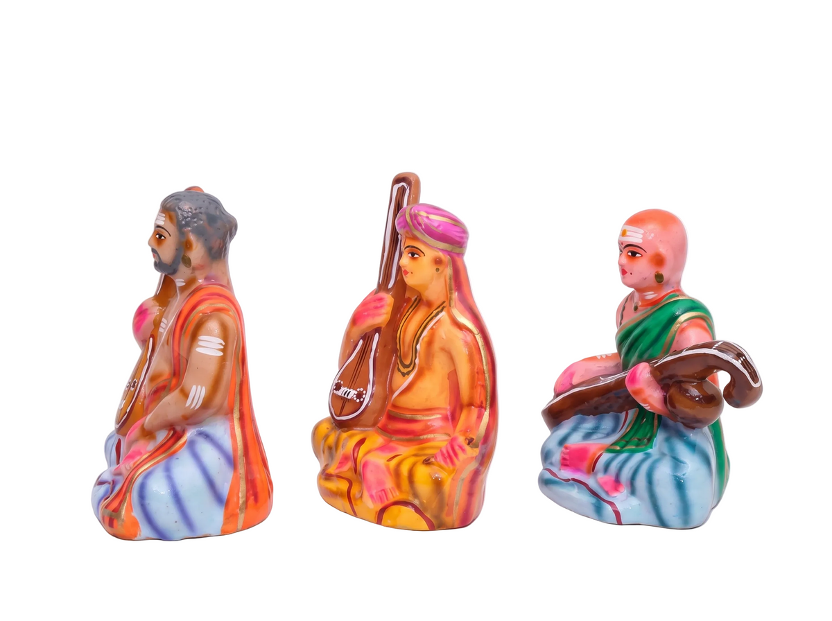 Sangeetha Mummurthigal 7-Inch Paper Mache Set (Trinity Statues)