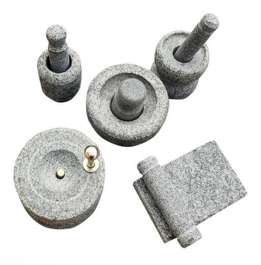 Traditional Mini Stone Grinding Set | Decorative Miniature Kitchen Toys & Puja Craft
