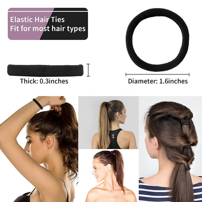 Cool Boss 50 PCS Black Hair Ties,High Elastic Hair Rubber Bands
