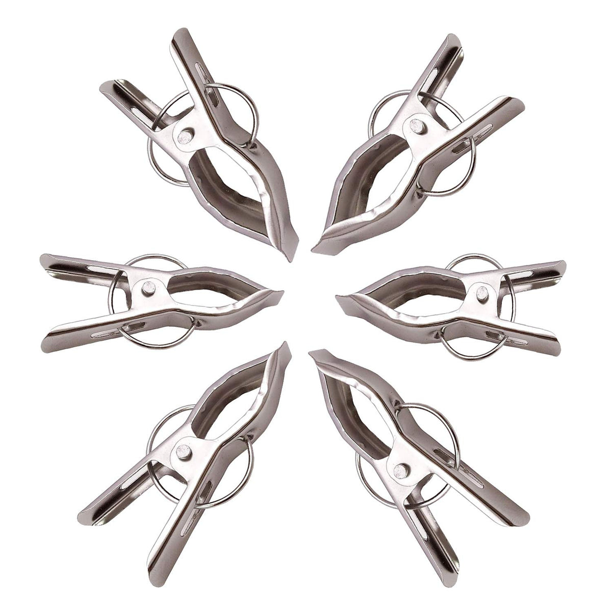12 Piece Steel Cloth Drying Clip, Silver