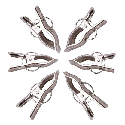 12 Piece Steel Cloth Drying Clip, Silver