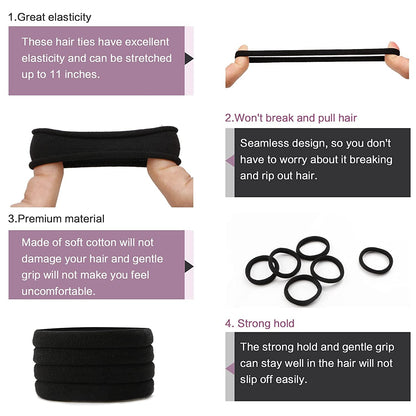 Cool Boss 50 PCS Black Hair Ties,High Elastic Hair Rubber Bands