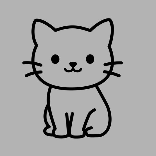 Cute Sitting Cat Vector | Kawaii Line Art Illustration Download