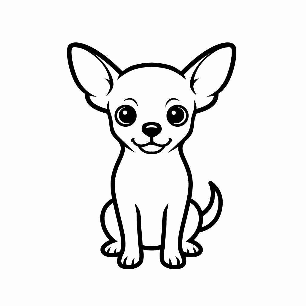 Chihuahua Dog Vector Graphic - Simple Pet Line Art SVG